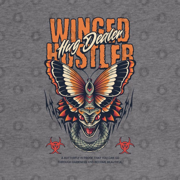 Winged Hustler Hug Dealer Snake Butterfly by Odetee